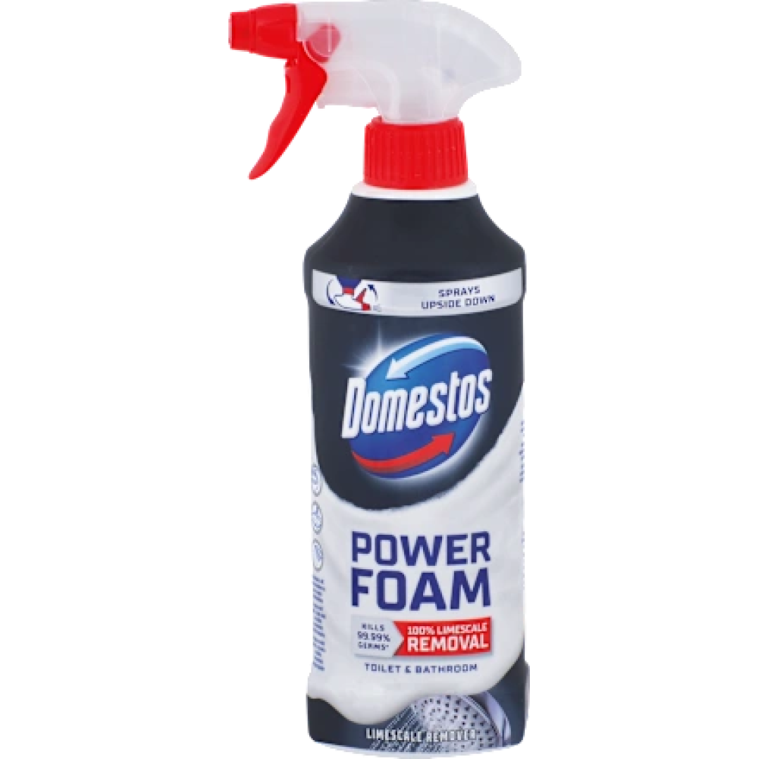 Спрей-піна для чищення унітазу та ванної Domestos Power Foam для видалення вапняного нальоту, 435 мл