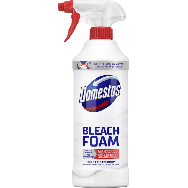 Спрей-піна для чищення унітазу та ванної Domestos Power Foam відбілююча, 435 мл