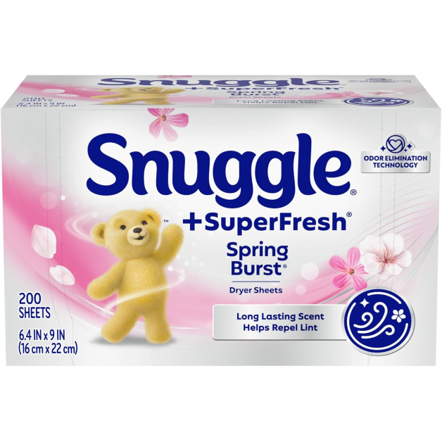 Серветки для сушильних машин Snuggle SuperFresh з пом'якшувачем тканини Весняний аромат, 200 шт