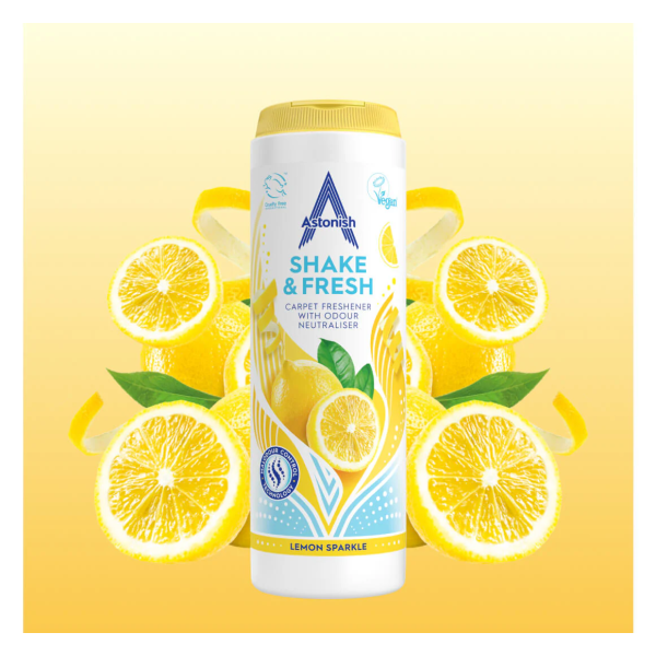 Освіжувач килимів та матрасів Astonish Shake & Fresh Lenon Sparkle, 400 г