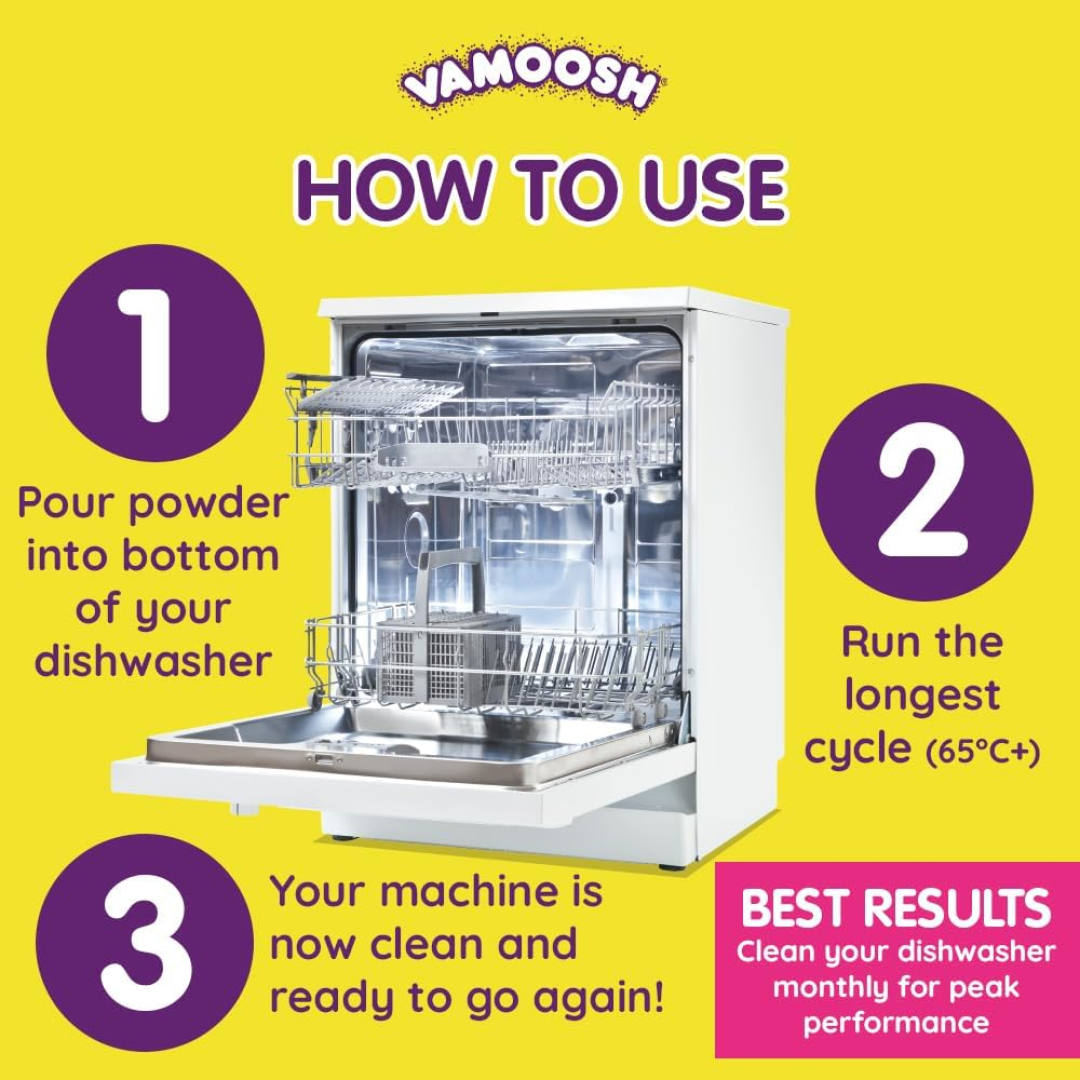 Очисник для посудомийних машин, розчиняє залишки їжі Vamoosh Dishwasher Cleaner and Descaler