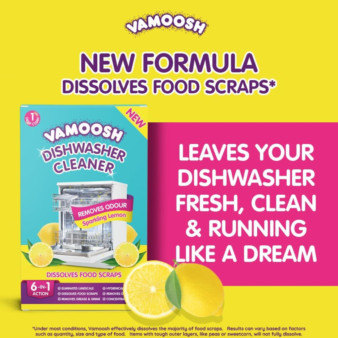 Очисник для посудомийних машин, розчиняє залишки їжі Vamoosh Dishwasher Cleaner and Descaler