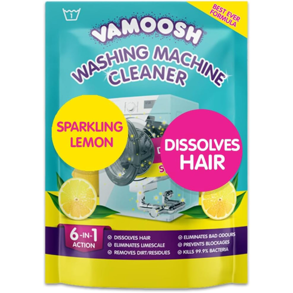 Засіб для чищення пральної машини Vamoosh 6-в-1, розчиняє волосся, усуває неприємні запахи