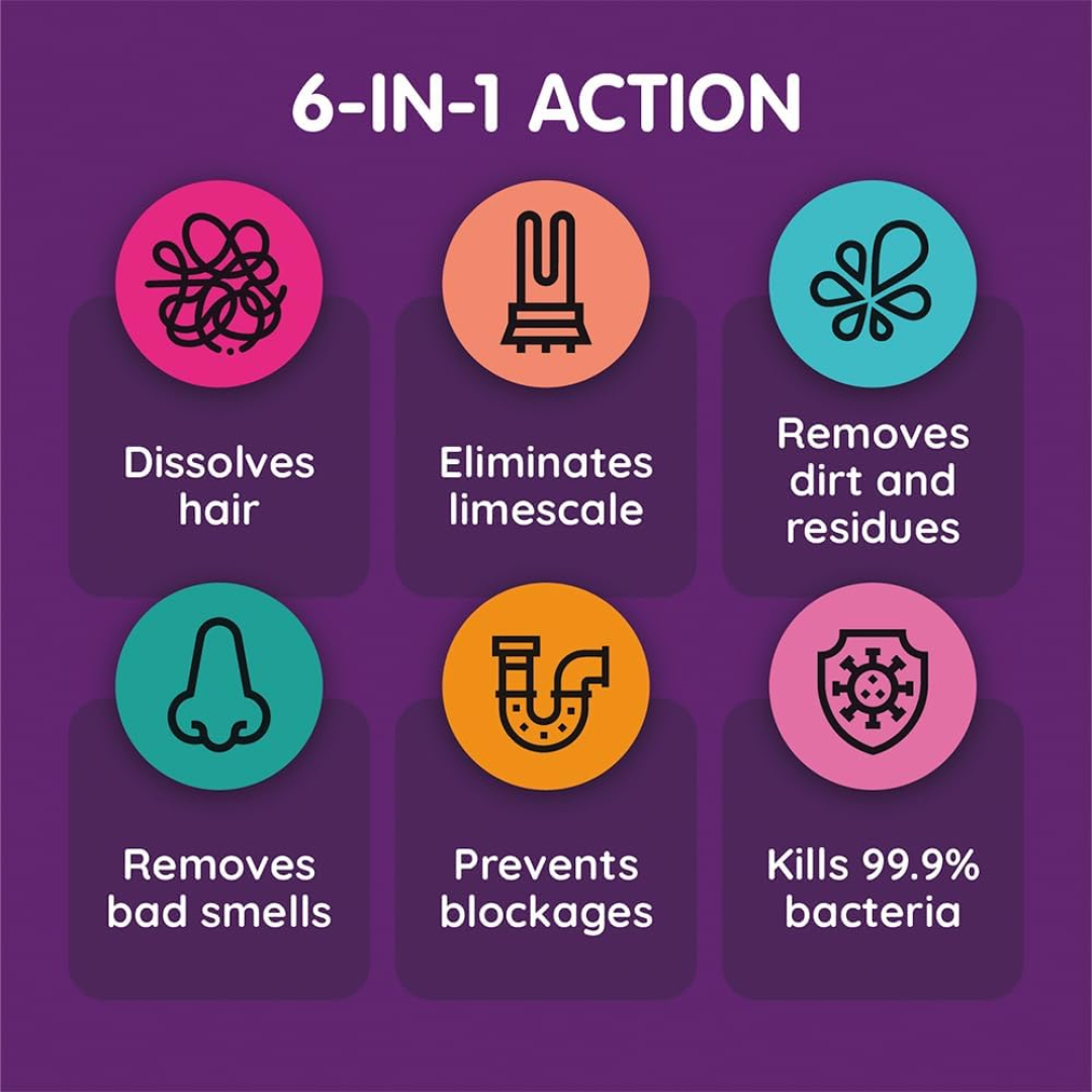 Засіб для чищення пральної машини Vamoosh 6-в-1, аромат рожевого грейпфрута. Розчиняє волосся, усуває неприємні запахи