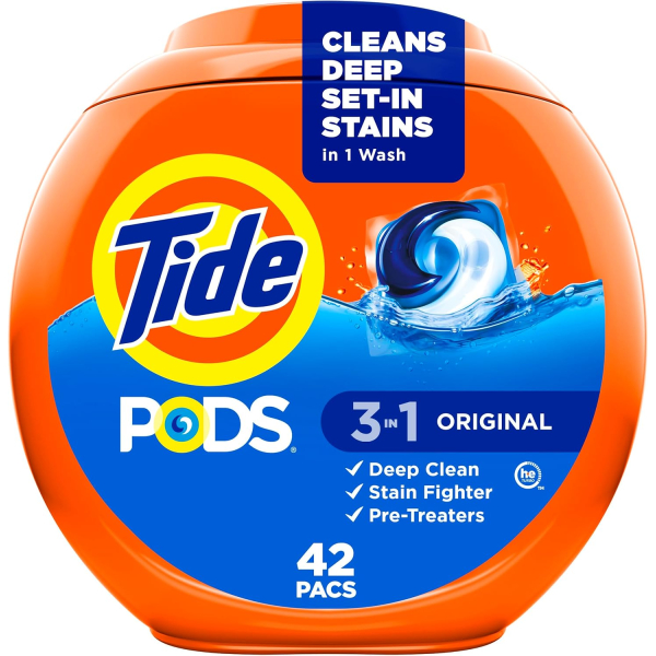Капсули для прання Tide PODS, засіб для виведення плям 3-в-1, засіб для боротьби з запахом, 42 шт