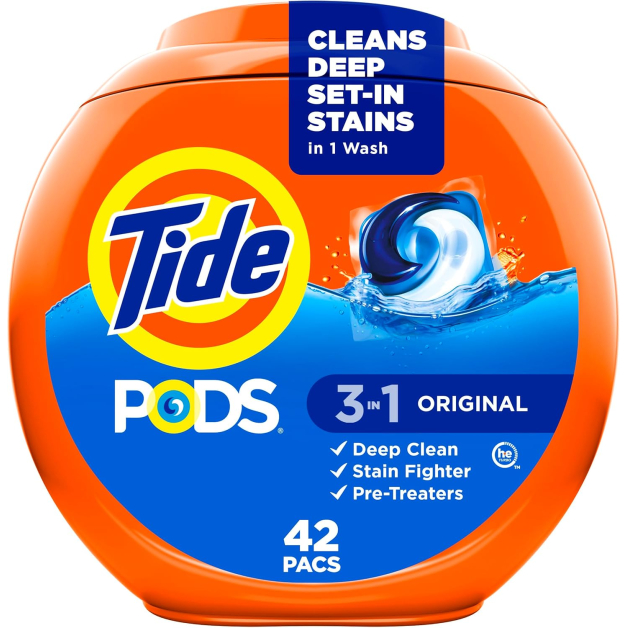 Капсули для прання Tide PODS, засіб для виведення плям 3-в-1, засіб для боротьби з запахом, 42 шт