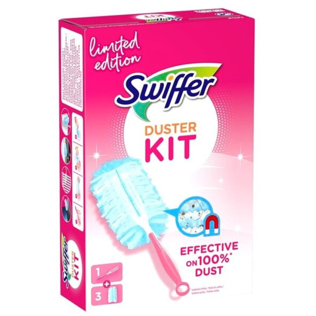 Щітка магніт для збирання пилу Swiffer duster, піпідастр РОЖЕВИЙ з 3-ма змінними насадками