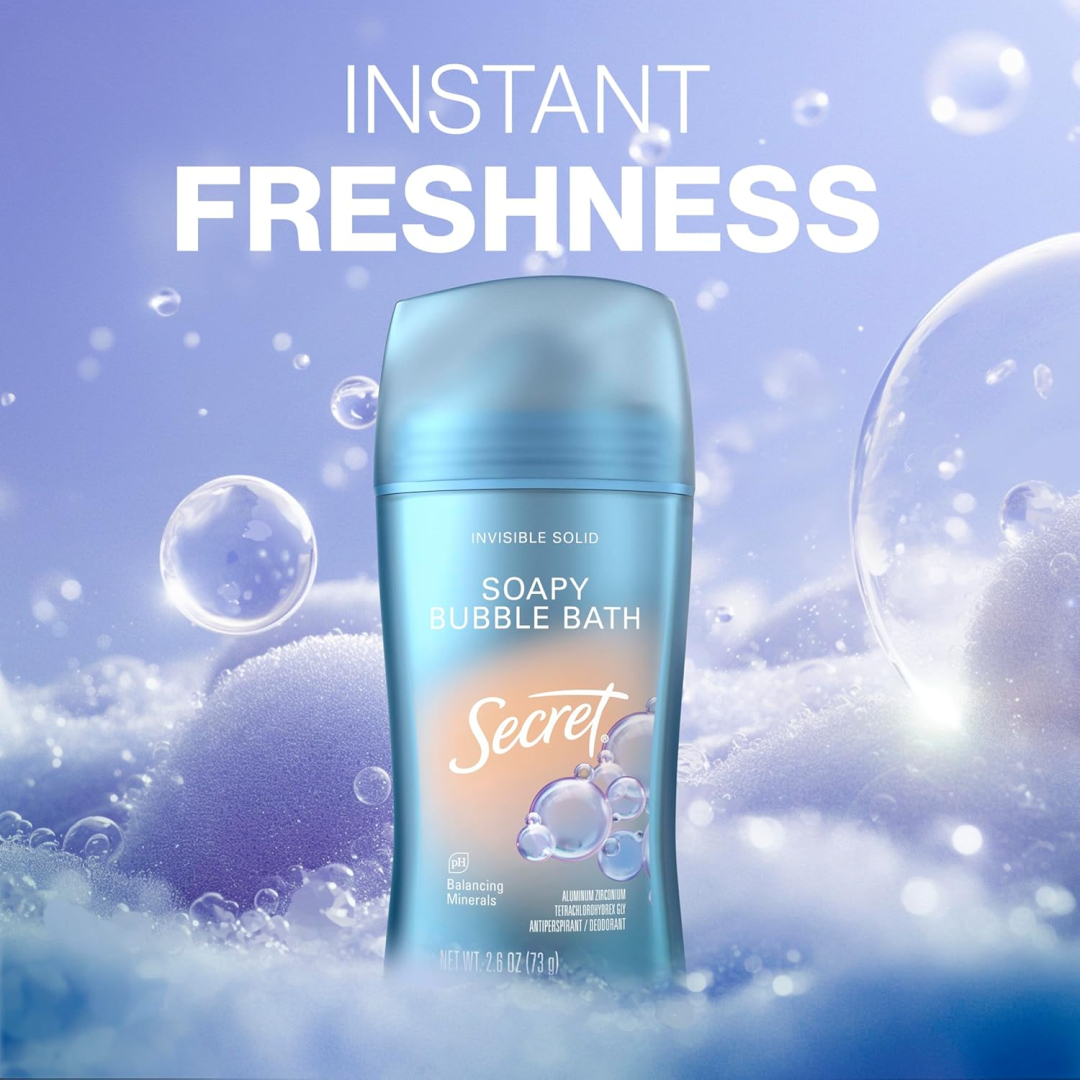 Дезодорант-антиперспірант твердий Secret Soapy Bubble з аромат піни для ванни, 73 г