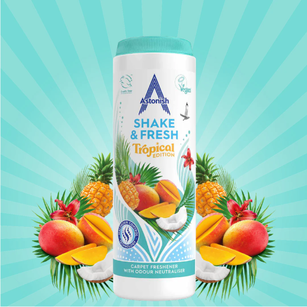 Освіжувач килимів та матрасів Astonish Tropical Shake & Fresh, 400 г