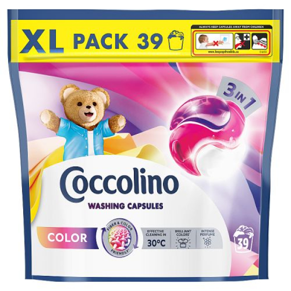 Капсули для прання кольорової білизни 3-в-1 Coccolino XL PACK, 39 шт