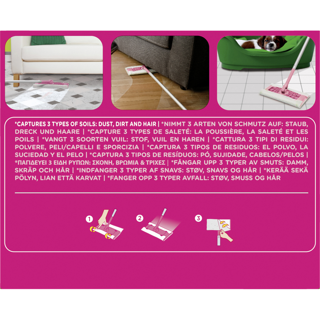 Щітка магніт для збирання пилу Swiffer Staubmagnet Pink Limited, піпідастр РОЖЕВИЙ з 7-ма змінними насадками