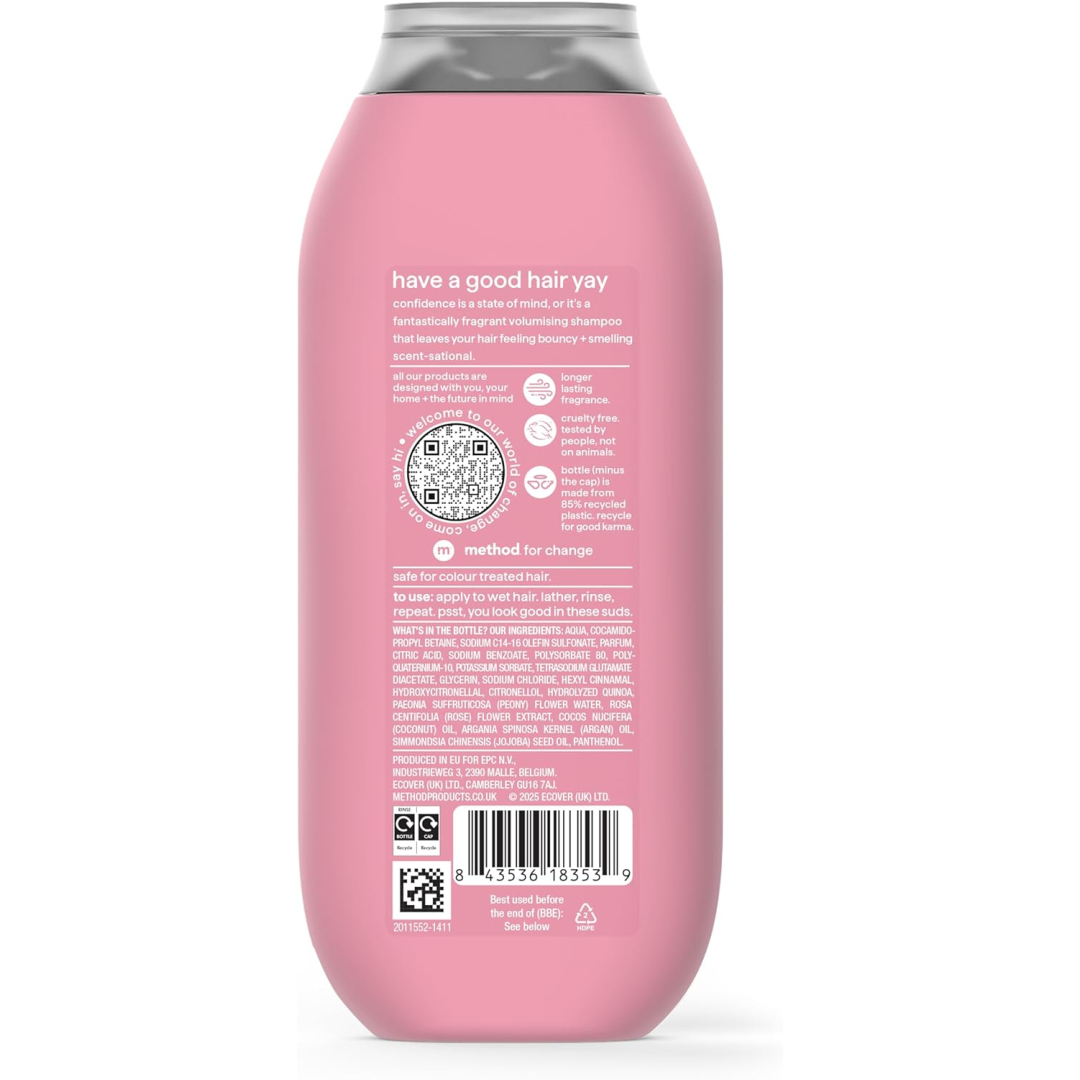 Шумпунь для об'єму Method Volumising Shampoo з ароматом пелюстків півонії та троянди, 350 мл