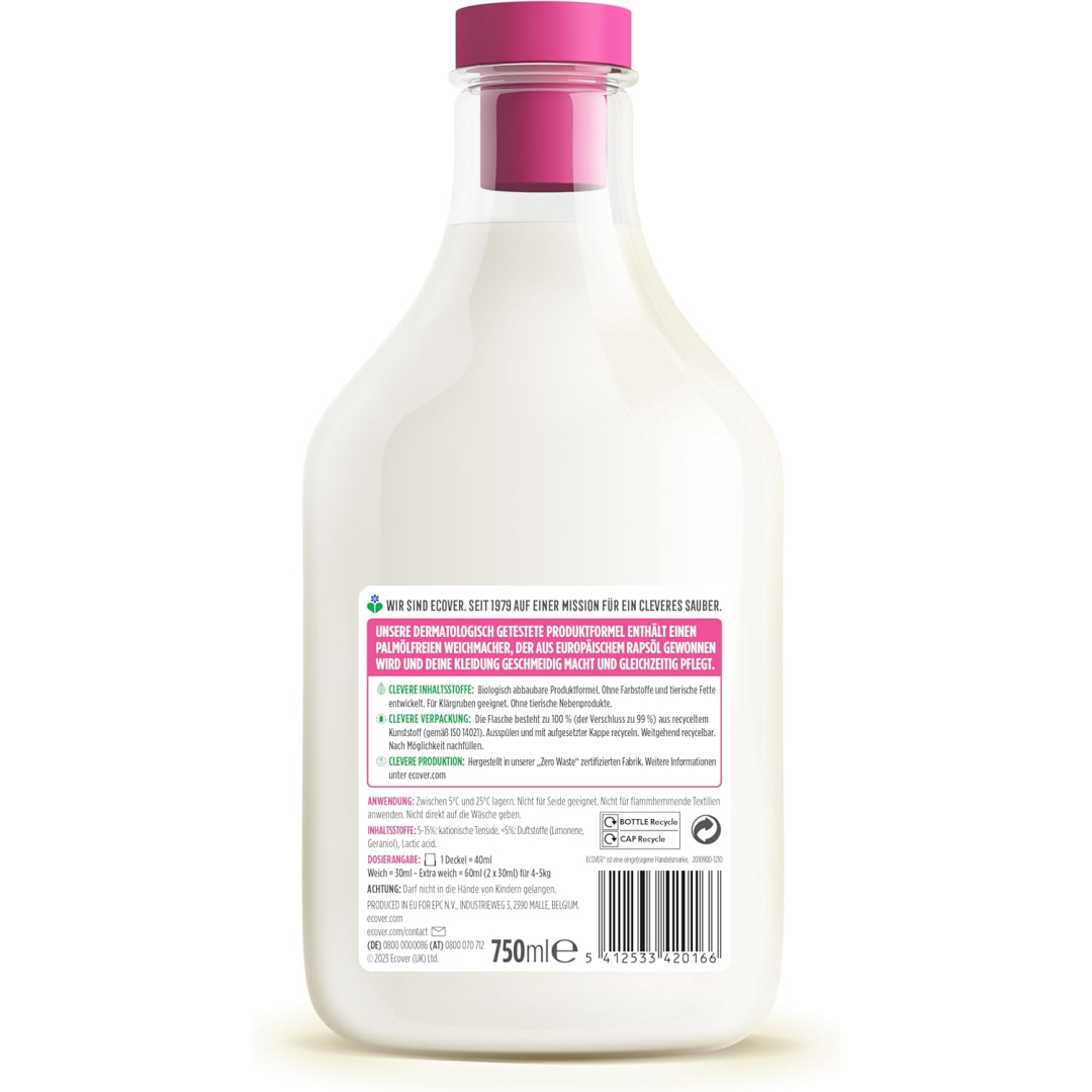 Кондиціонер та пом'якшувач для тканин Ecover (25 прань), 750 мл