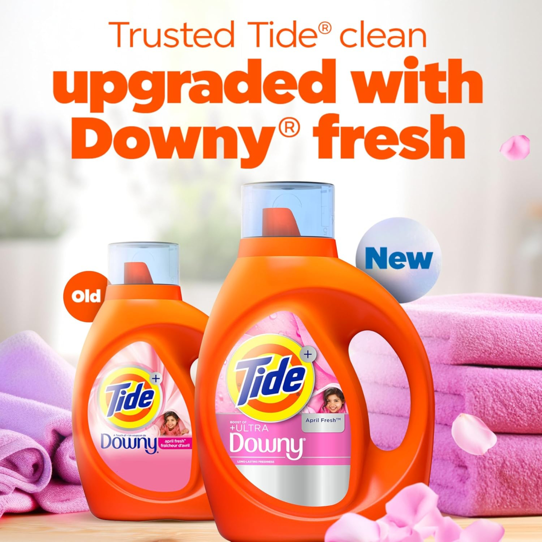 Гель для прання Tide Plus Boost of Ultra Downy Liquid Laundry Detergent, April Fresh Scent (65 прань), 2,72 л