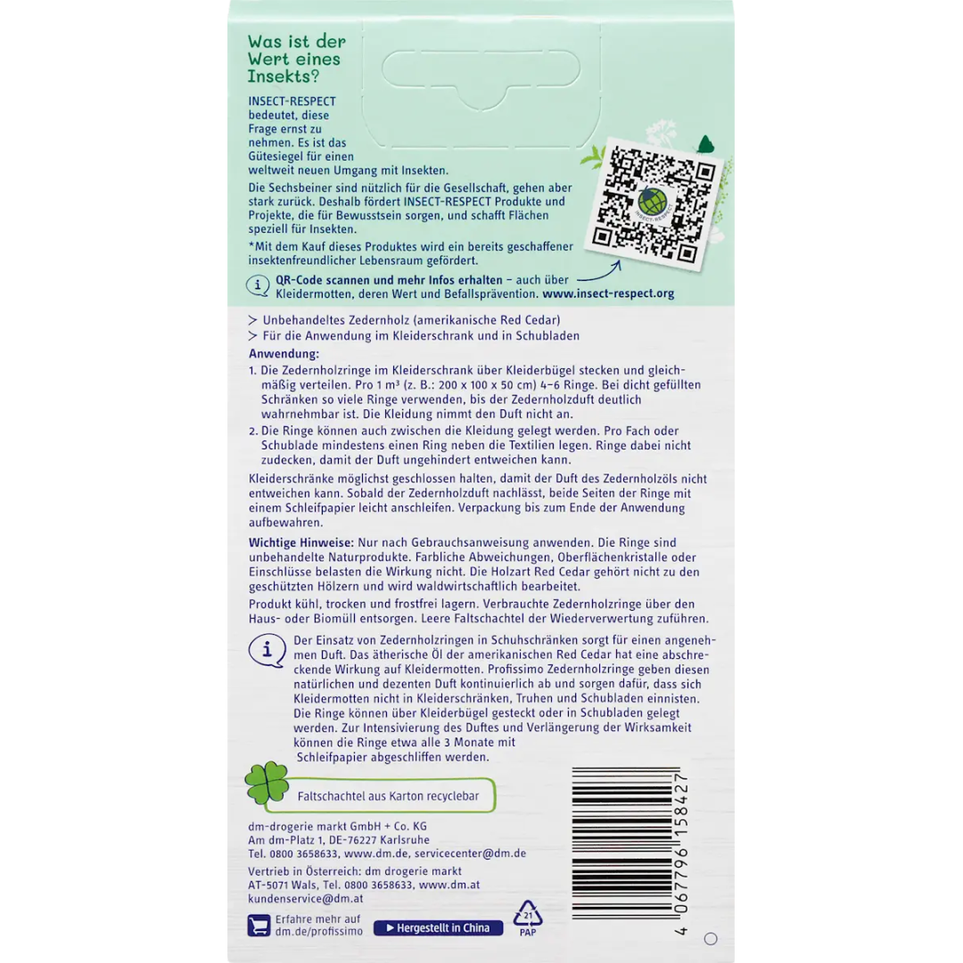 Засіб від молі кедрові кільця Profissimo Zedernholzringe, 8 шт