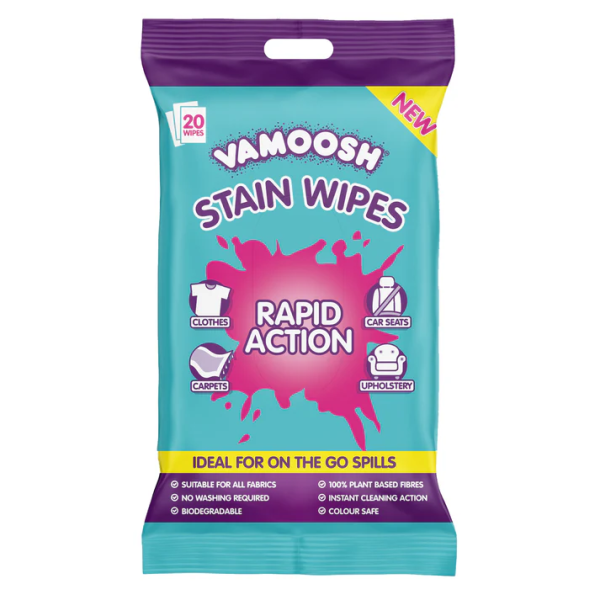 Серветки для швидкого видалення плям Vamoosh Stain Remover Wipes, 20 шт