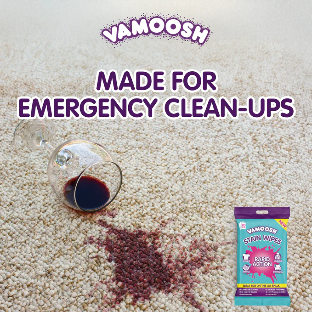 Серветки для швидкого видалення плям Vamoosh Stain Remover Wipes, 20 шт