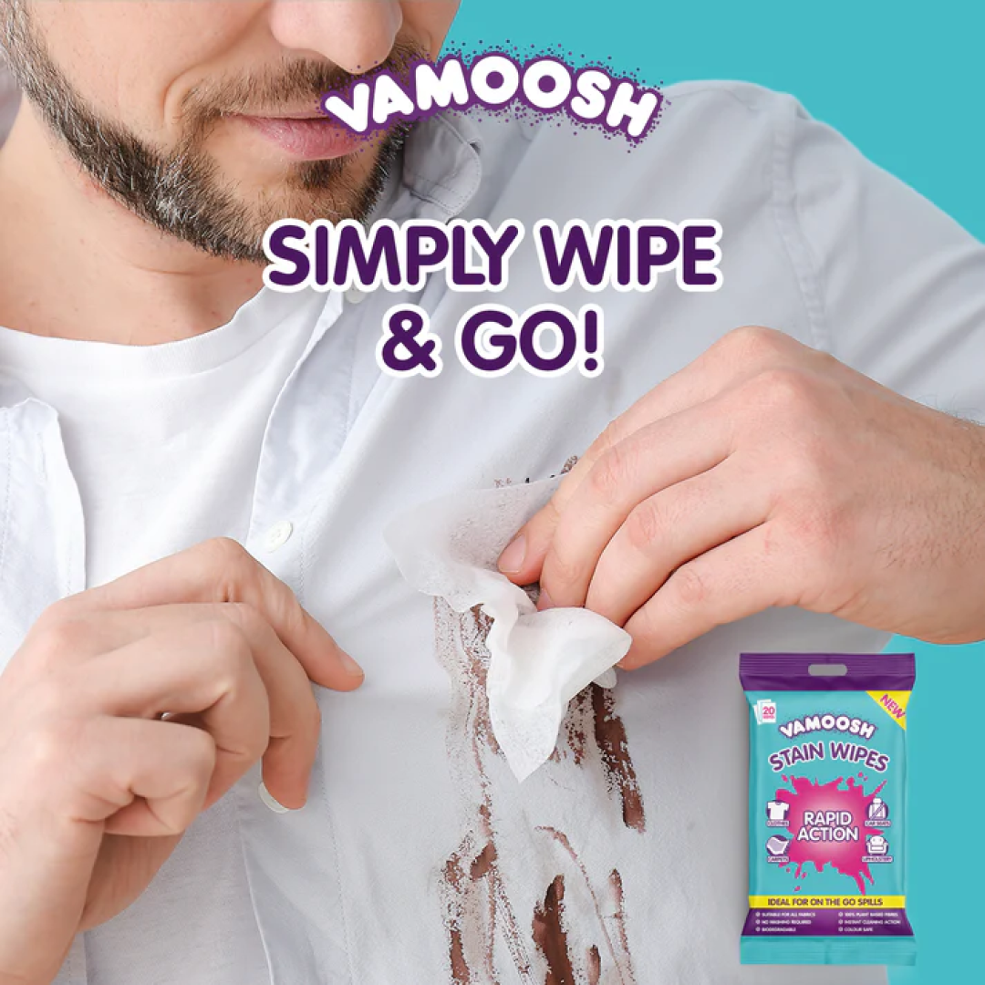 Серветки для швидкого видалення плям Vamoosh Stain Remover Wipes, 20 шт
