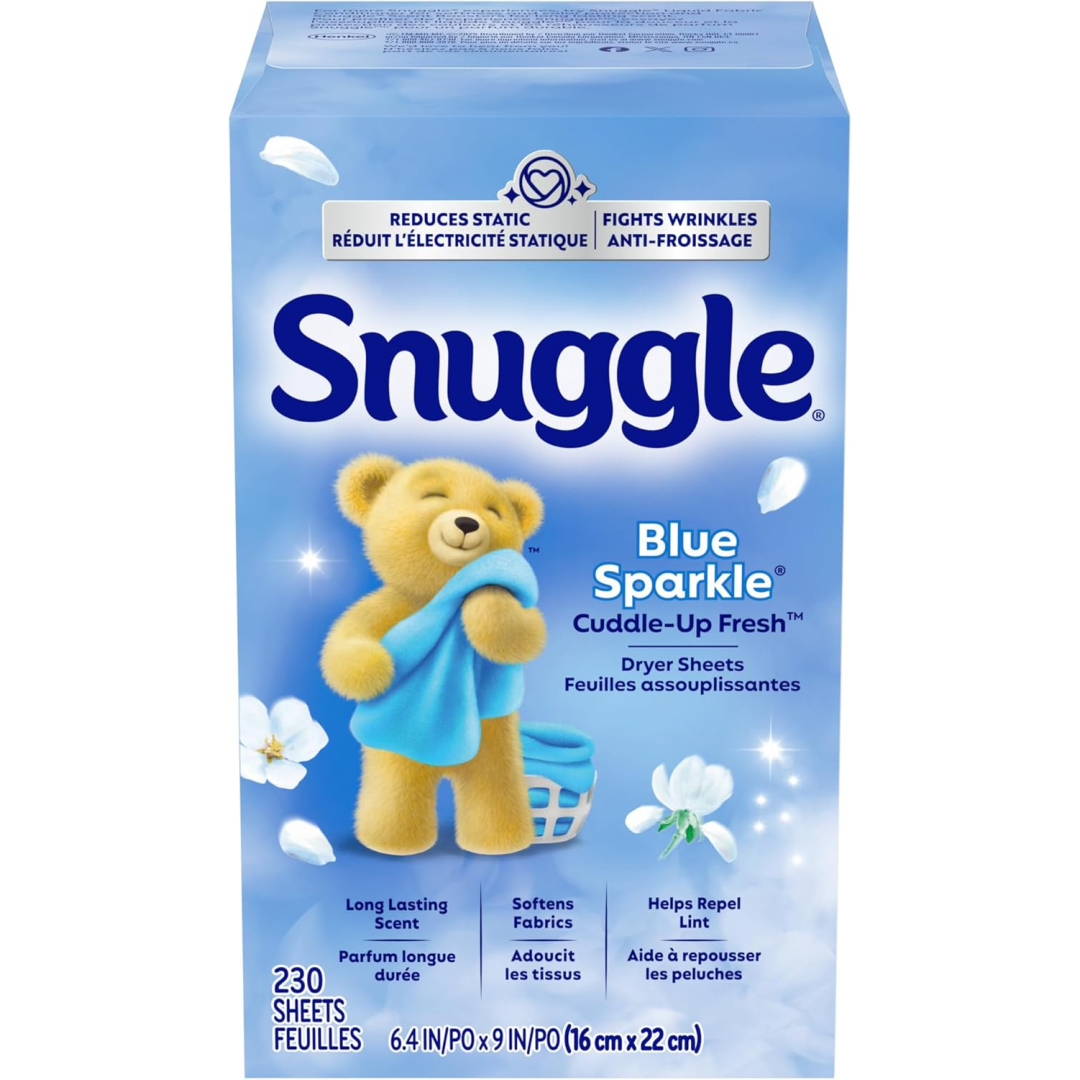 Серветки для сушильних машин Snuggle Blue Sparkle Cuddle-Up Fresh з пом'якшувачем тканини Цитрусовий аромат, 200 шт