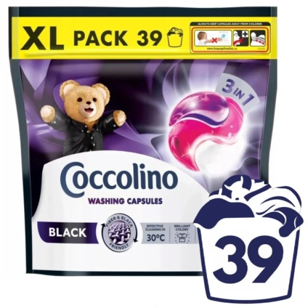Капсули для прання чорного Coccolino 3в1 BLACK, 39 шт