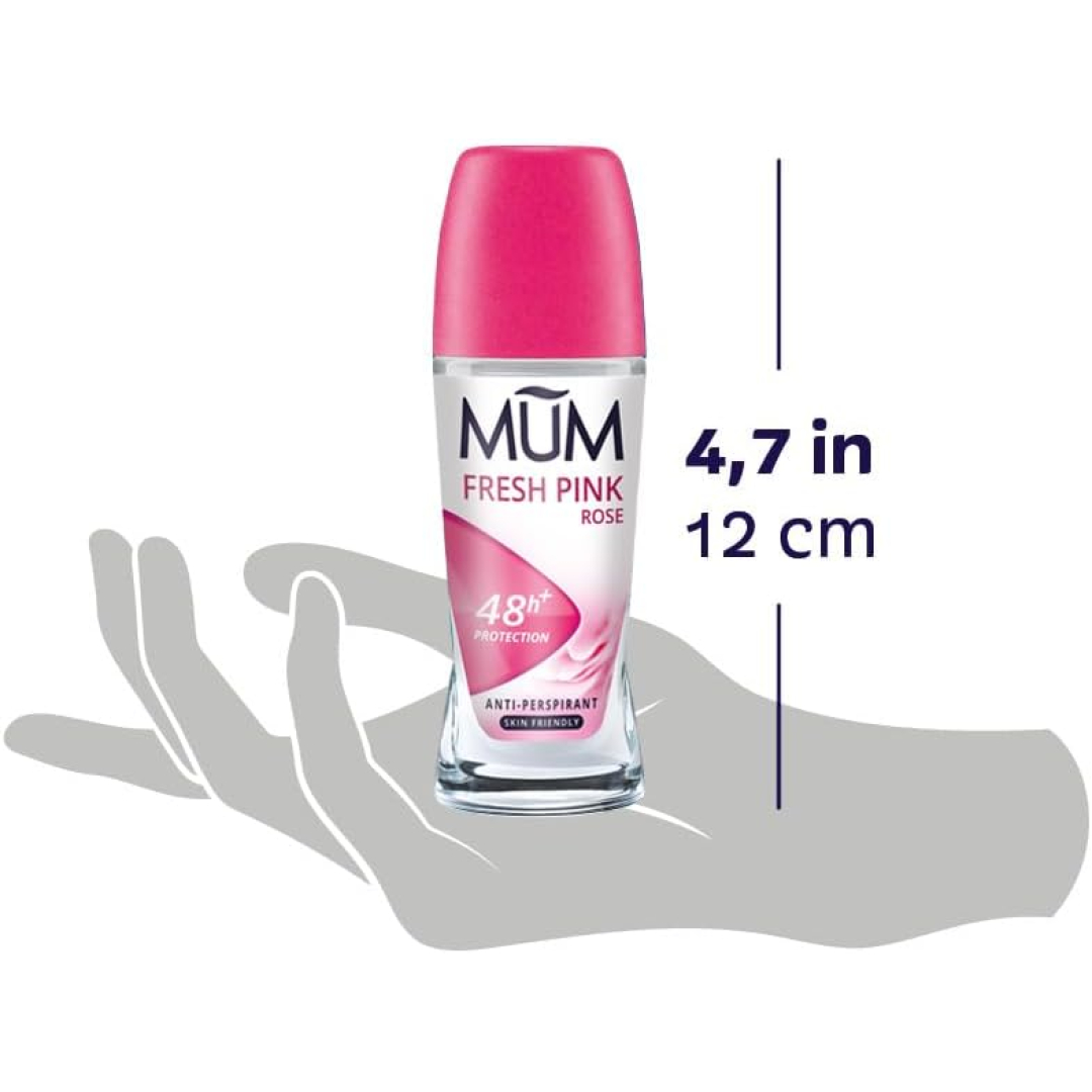 Кульковий дезодорант-антиперспірант Mum Fresh Pink Rose аромат троянди, скляна пляшка, 50 мл