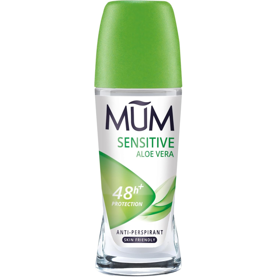 Кульковий дезодорант-антиперспірант Mum Sensitive Aloe Vera алое вера, скляна пляшка, 50 мл