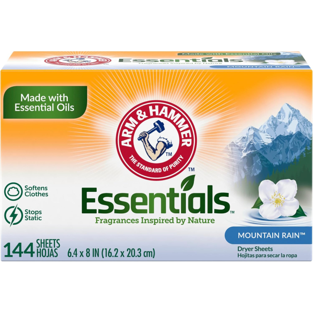 Серветки для сушильних машин для пом'якшення тканини ARM & HAMMER аромат гірський дощь, 144 шт