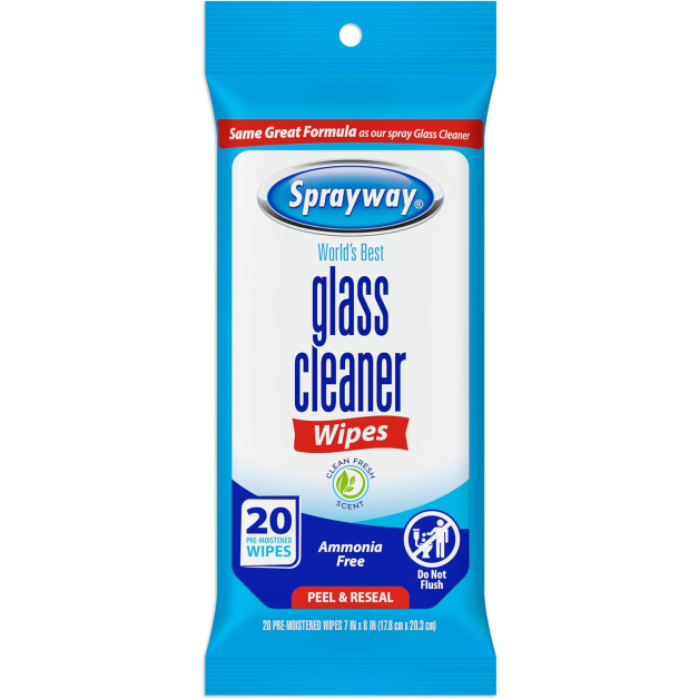 Серветки для чищення скла Sprayway wipes без аміаку, зі свіжим ароматом, 20 шт