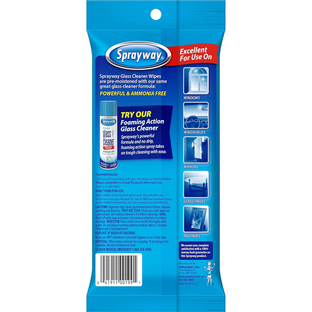 Серветки для чищення скла Sprayway wipes без аміаку, зі свіжим ароматом, 20 шт