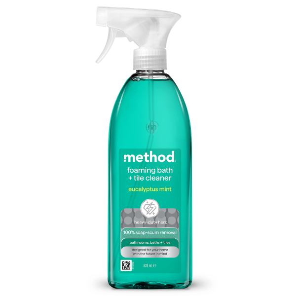 Засіб для чищення ванної та плитки - METHOD foaming bath + tile cleaner spray - eucalyptus mint, 828 мл