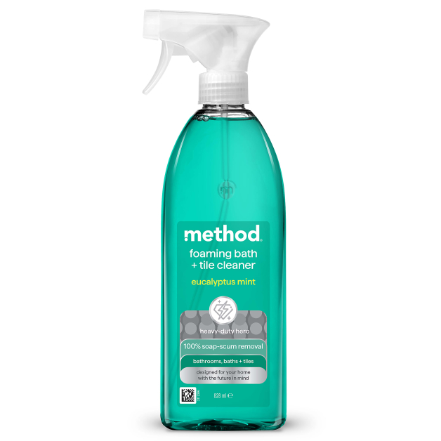 Засіб для чищення ванної та плитки - METHOD foaming bath + tile cleaner spray - eucalyptus mint, 828 мл