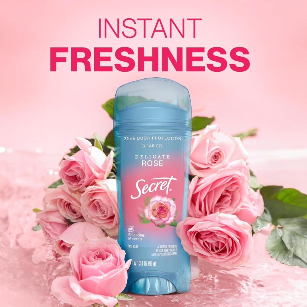 Дезодорант-антиперспірант для жінок Secret Delicate Rose прозорий гель з ароматом троянди, 96 г