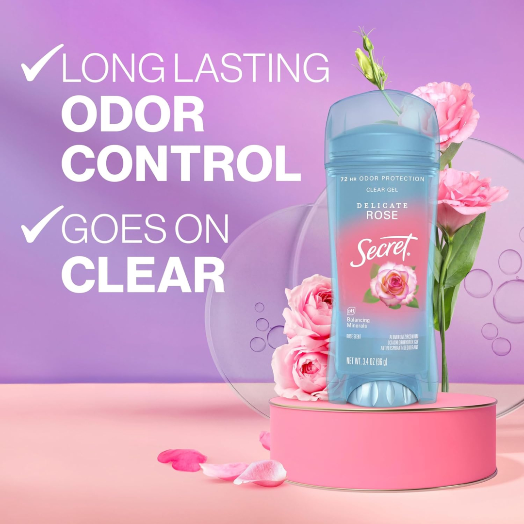 Дезодорант-антиперспірант для жінок Secret Delicate Rose прозорий гель з ароматом троянди, 96 г