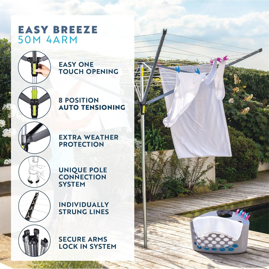 Роторна сушарка для вулиці Minky Heavy Duty 50m 4 Arm Rotary Washing Line