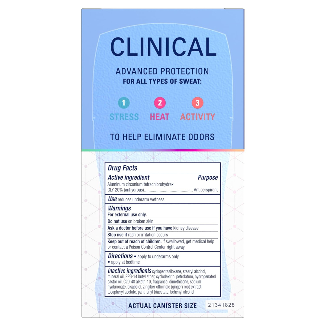 Дезодорант-антиперспірант твердий прозорий тривалої дії Secret Clinical 100hr Invisible Solid Hyaluronic Acid, 45 г