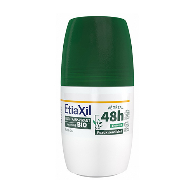 Антиперспірант органічний БІО з ароматом зеленого чаю Etiaxil Antiperspirant Vegetal BIO 48H Green Tea Roll-on захист до 48 годин, 50 мл