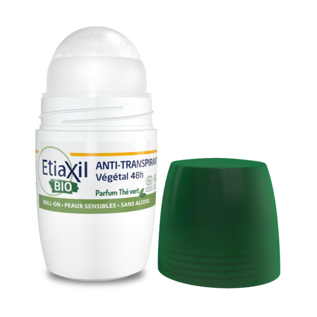Антиперспірант органічний БІО з ароматом зеленого чаю Etiaxil Antiperspirant Vegetal BIO 48H Green Tea Roll-on захист до 48 годин, 50 мл