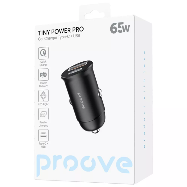Зарядний пристрій в прикурювач Proove Tiny Power Pro PD 65W (USB + Type-C)