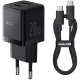 Зарядний пристрій Baseus Palm Fast Charger USB-A USB-C 20 Вт PD3.0 QC4.0 + кабель Type-C 60 Вт 1 м Black