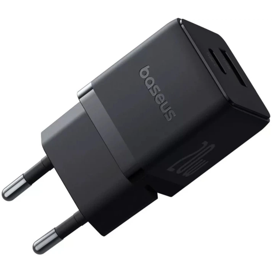 Зарядний пристрій Baseus Palm Fast Charger USB-A USB-C 20 Вт PD3.0 QC4.0 + кабель Type-C 60 Вт 1 м Black