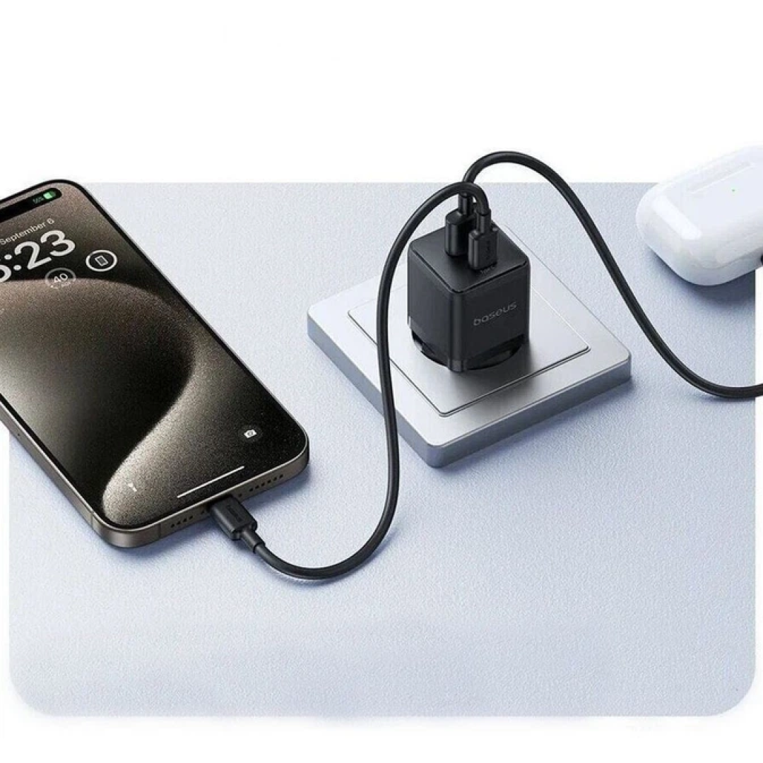 Зарядний пристрій Baseus Palm Fast Charger USB-A USB-C 20 Вт PD3.0 QC4.0 + кабель Type-C 60 Вт 1 м Black