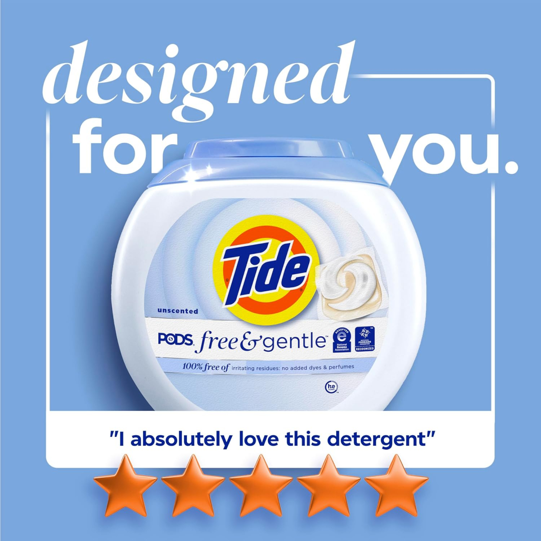 Капсули для прання Tide Free & Gentle без аромату (2.16 кг), 102 шт