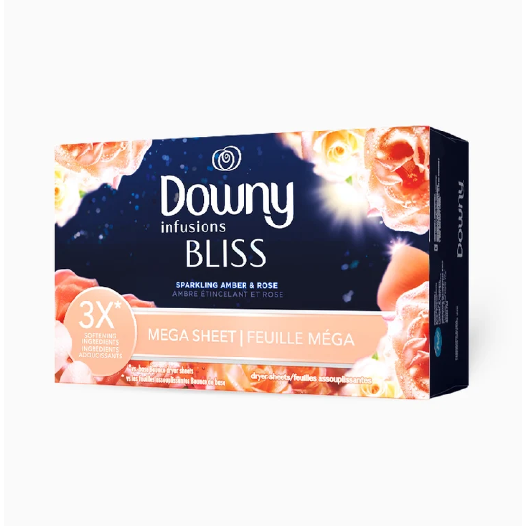 Серветки для сушильних машин Downy Amber & Rose з ароматом бурштину та троянди, 65 шт