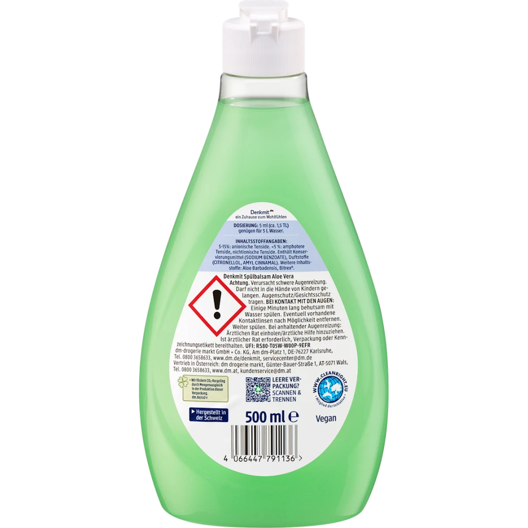 Засіб для миття посуду Denkmit Balsam Aloe Vera, 500 мл