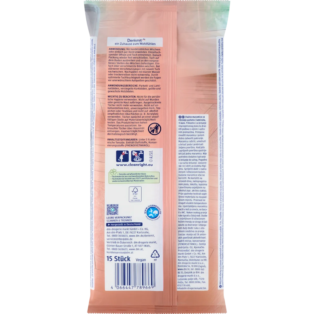 Cерветки для підлоги Denkmit паркет і ламінат, 15 шт