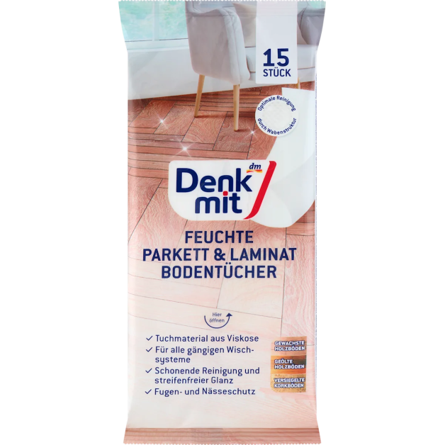 Cерветки для підлоги Denkmit паркет і ламінат, 15 шт