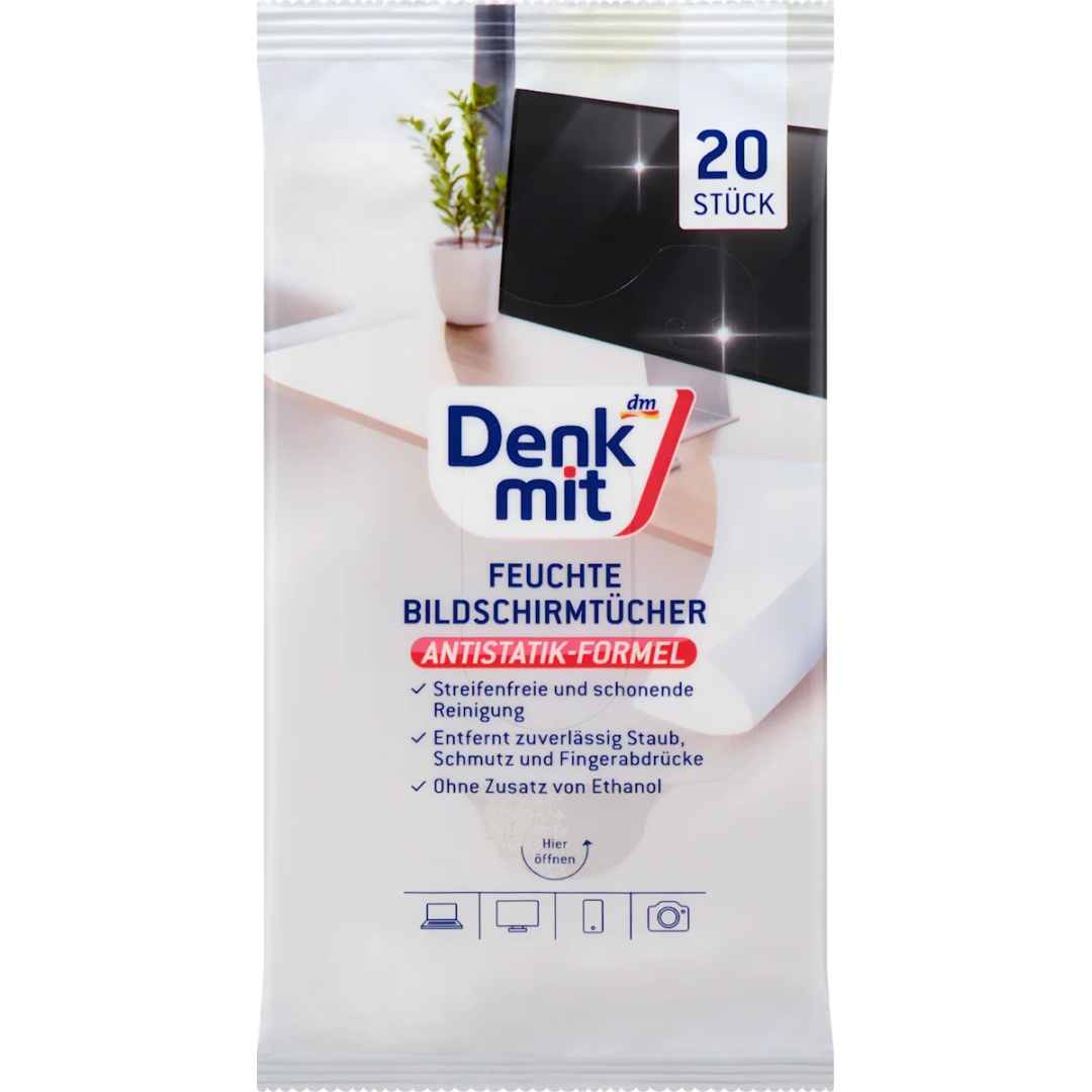 Серветки для екранів Denkmit Feuchte Reinigungstücher für Bildschirm, 20 шт