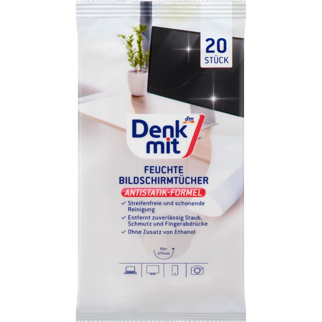 Серветки для екранів Denkmit Feuchte Reinigungstücher für Bildschirm, 20 шт
