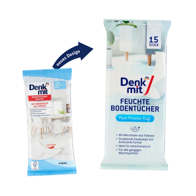 Серветки для підлоги Denkmit Pure Frische, 15 шт