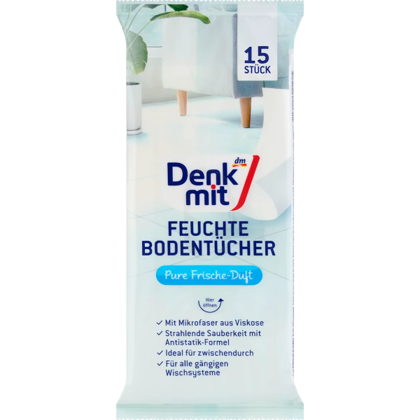 Серветки для підлоги Denkmit Pure Frische, 15 шт